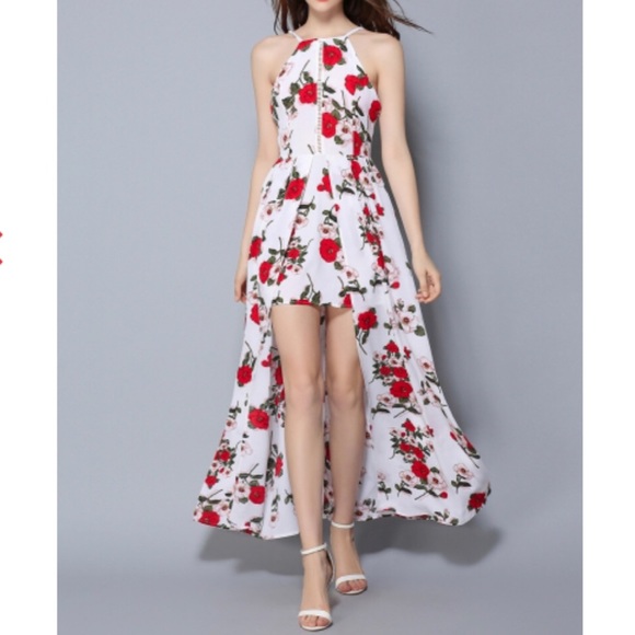 Floral Print High Slit Bohemian Chic Maxi Dress - Picture 4 of 5